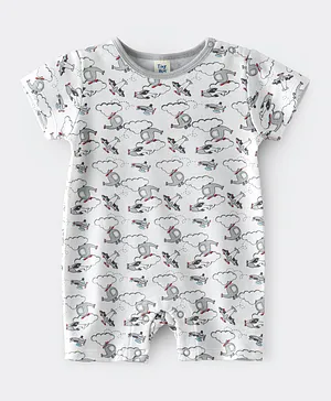 Tiny Hug Cloud Printed Romper - White