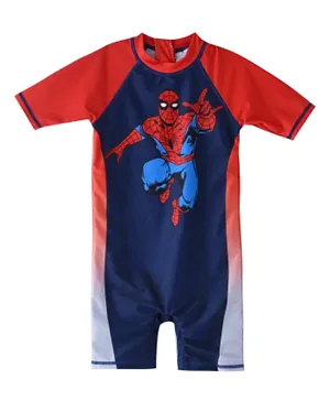 Marvel Spiderman Half Sleeve Swimsuit - Red and Blue