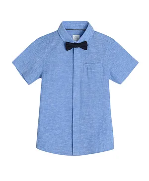 SMYK Bow Tie Short Sleeves Shirt - Blue