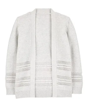 OshKosh B'Gosh Open-Knit Cotton Cardigan - Light Grey