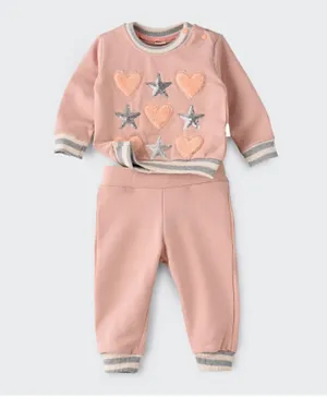 Babyqlo 2Pc Heart Winter Pajama Sets - Peach