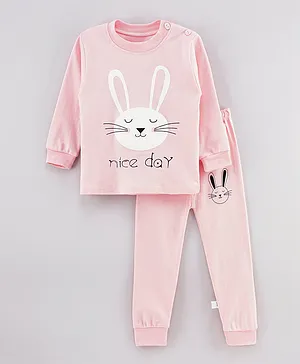 Lamar Baby Bunny Print Long-Sleeve Pajama Set - Pink