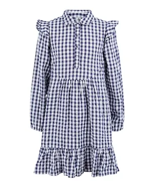 Little Pieces Checked Dress - Blue