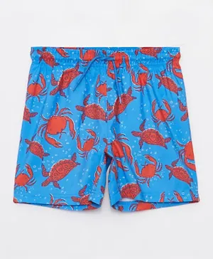 LC Waikiki Turtle & Crabs Printed Swim Shorts - Blue