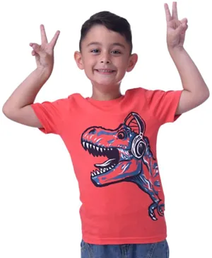 Victor and Jane Dinosaur T-Rex Graphic T-Shirt - Red