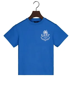 Gant Oversized Gant Palm Print T-Shirt - Blue