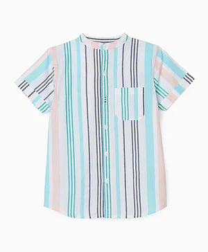 Zippy Striped Mandarin Neck Shirt - Multicolor