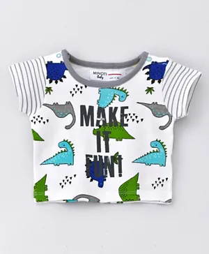 Minoti Dinosaur Make It Fun All Over Printed T-Shirt - Multicolor