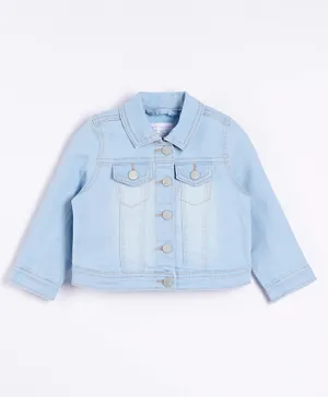 The Children's Place Full Sleeves Denim Jacket - Ice Wash