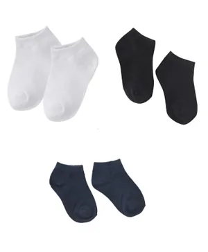 Genius Kids 3 Pack Trainer Socks - White/ Black/Blue
