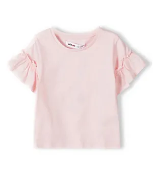 Minoti Round Neck Frill Sleeve T-Shirt -  Pink
