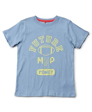 Poney Half Sleeves Printed T-Shirt - Blue