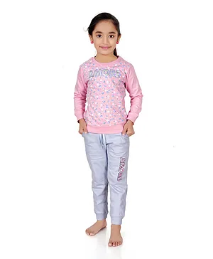 Genius Floral Sweatshirt With Joggers Set - Pink