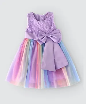Lamar Baby Flower Applique Party Dress - Purple