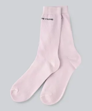 Among The Young Logo Detail Quarter Length Socks - Lavender