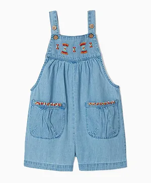 Zippy Embroidered Neck Jumpsuit - Light Blue
