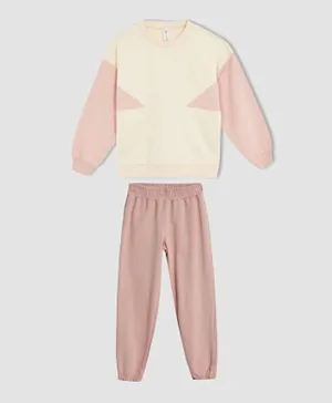 DeFacto Round Neck T-Shirt & Pant Set -Pink