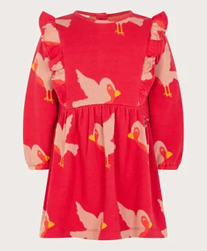 مونسون تشيلدرن فستان بونتي للأطفال بطبعة روبن - أحمر