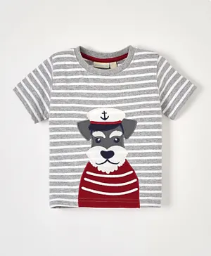 JoJo Maman Bebe Nautical Dog Applique T-Shirt - Marl Grey