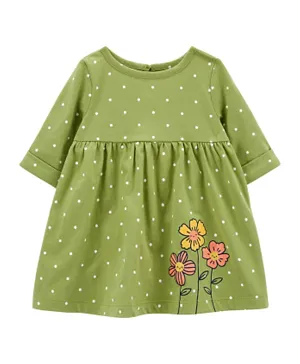 Carter's Polka Dot Flower Dress - Green