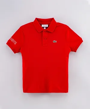 Lacoste Ribbed Collar T-Shirt - Red