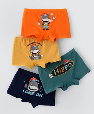 Babyqlo 4 Pack Hippo Cotton Underpants - Multicolor