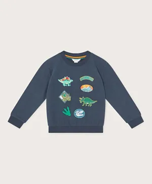 Monsoon Children Dinosaur Embroidered Sweatshirt - Navy Blue