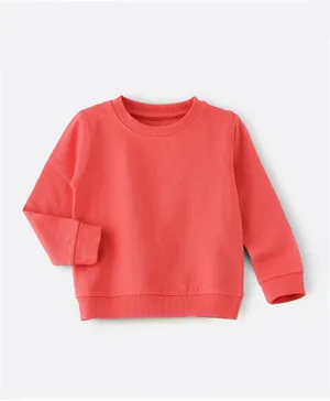 Jelliene Basic Round Neck Sweatshirt - Coral