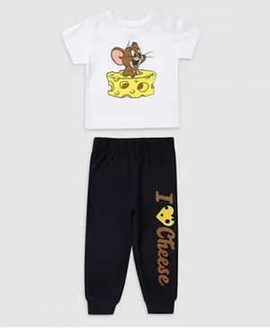 Zarafa Tom & Jerry Graphic T-Shirt & Joggers Set - White