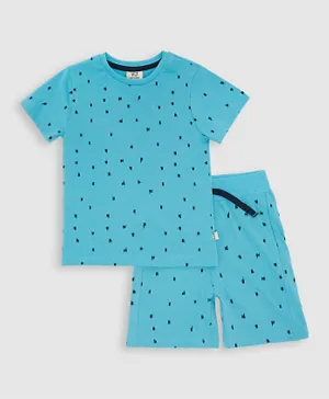 Victor and Jane Cotton All Over Printed Short Sleeve T-Shirt & Shorts/Co-ord Set - Blue