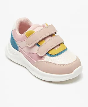 Juniors Colourblock Sneakers With Hook And Loop Closure - Pink