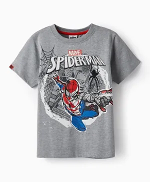 Zippy Spider-Man Graphic Cotton T-Shirt - Grey