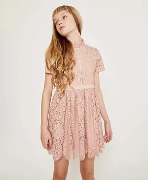 Bardot Junior Emmie Mini Lace Dress - Dusty Pink