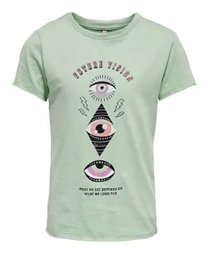 Only Kids Round Neck Future Vision T-Shirt - Frosty Green