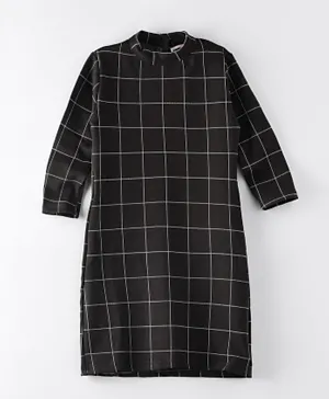 Hashqlo Checks Printed Short Dress - Black