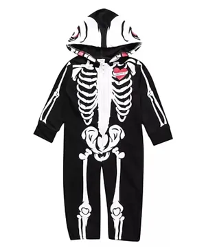 Brain Giggles Skeleton Costume Hooded Romper  Hallowen Costume - Black