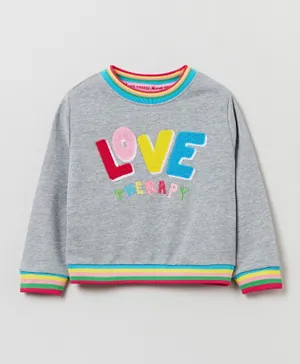 OVS Love Therapy Embroidered Sweatshirt - Grey
