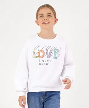 Minoti Love Is All We Need Printed Sweatshirt - White