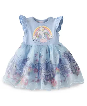 Babyqlo Rainbow Unicorn Dress - Blue