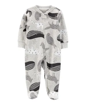 Carter's Whale Cotton Zip-Up Sleep & Play Sleepsuit - Grey