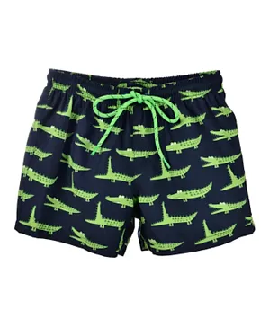 Slipstop Gator Printed Swim Shorts - Black And Green