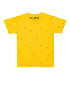 BOLD&KO Signature All Over Print T-shirt - Yellow