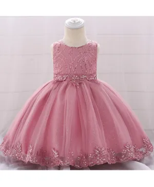 DDaniela Embellished Round Neck Dress - Pink