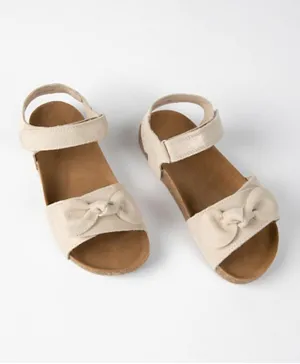 Zippy Suede Sandals with Bow - Beige