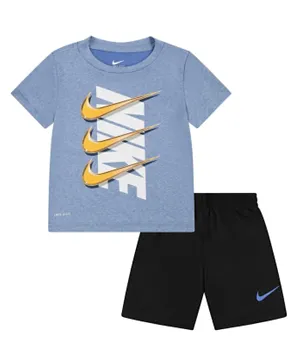 Nike Dri-FIT Dropset T-shirt & Shorts Set - Blue & Black