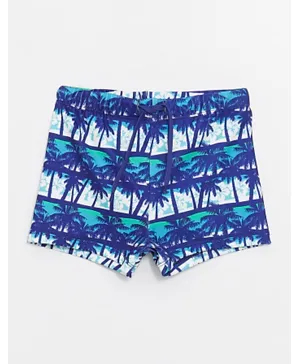 LC Waikiki Coconut Trees Printed Swim Shorts - Blue