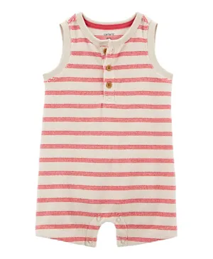 Carter's Striped Romper - Red And Ivory