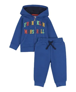 Franklin & Marshall Logo Zipped Hoodie and Joggers Set - Blue