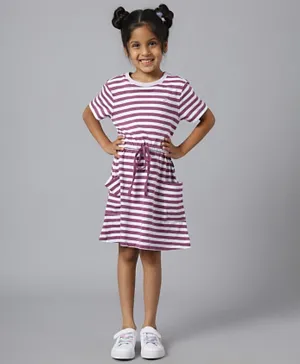 Beverly Hills Polo Club Striped Lace Dress - Purple