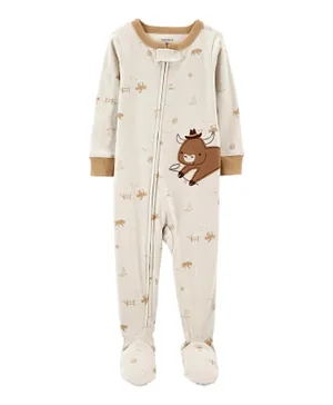 Carter's 1-Piece Cow 100% Snug Fit Cotton Footie Pajamas - Taupe